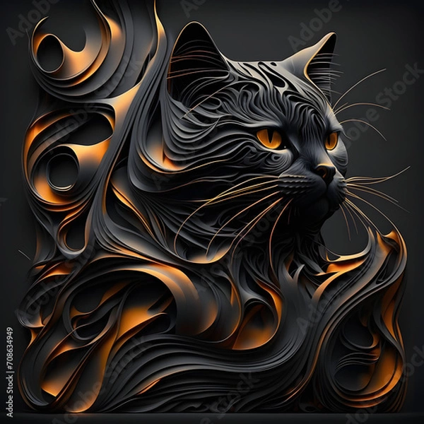 Obraz black cat structure