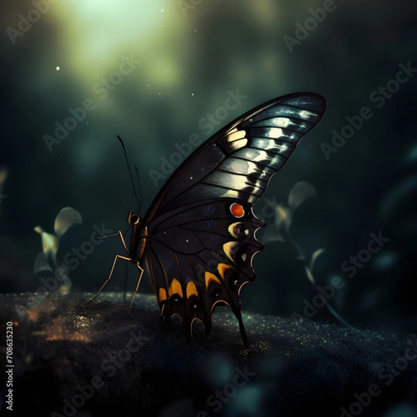 Obraz butterfly behind black background