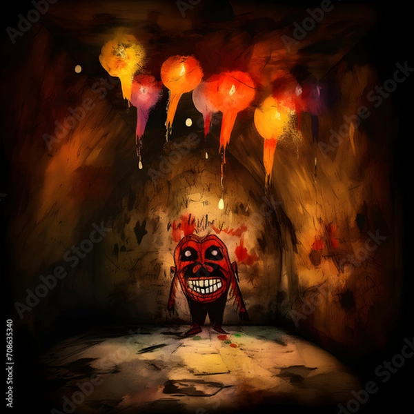 Obraz Cave painting clown angry hell