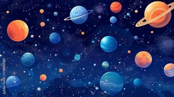 Fototapeta Vector space background Cute flat style template Ai Generative