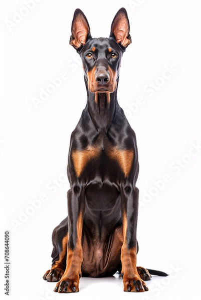 Fototapeta Doberman Pinscher dog isolated on white background