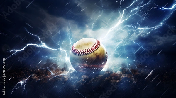 Obraz baseball ball with strom background