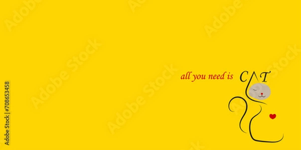 Obraz minimalist image of a cat. all you need is a cat. best pets
