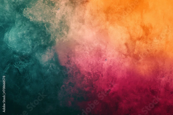 Fototapeta Abstract Grainy Gradient Background in Orange, Teal, Green, and Pink - A Textured Noise Texture Effect Perfect for Vibrant Summer Poster Designs
