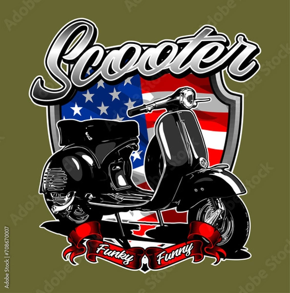 Fototapeta scooter silhouette vector for t-shirt design
