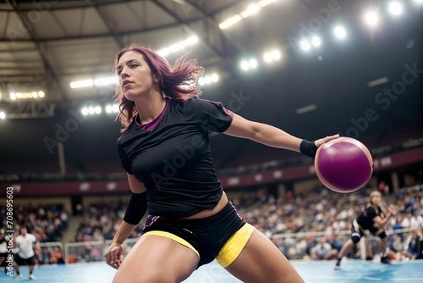 Fototapeta an athlete in an indoor stadium in a victorious and dynamic moment during adrenaline rush with pride