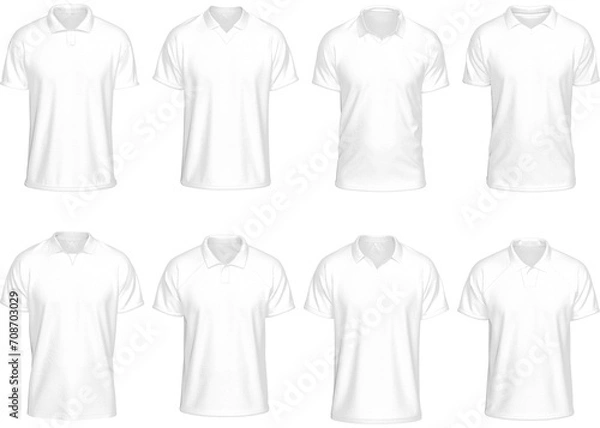 Fototapeta Mockup Template Jersey Football T Shirt Soccer Front Facing View on transparent background cutout with 8 Different Style for artwork graphic design. 3D Rendering.
