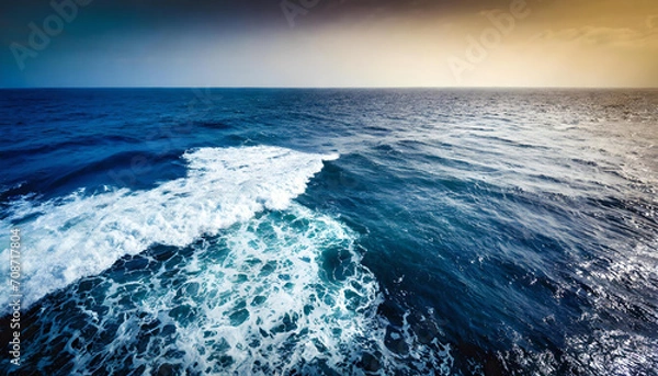 Obraz Aerial view of ocean waves. Blue water background