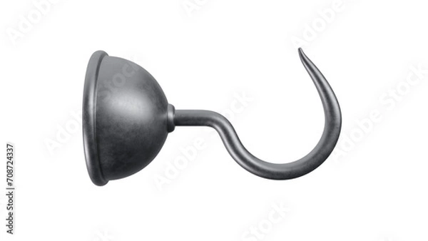 Fototapeta Pirate's hand hook isolated on transparent and white background. Pirates concept. 3D render
