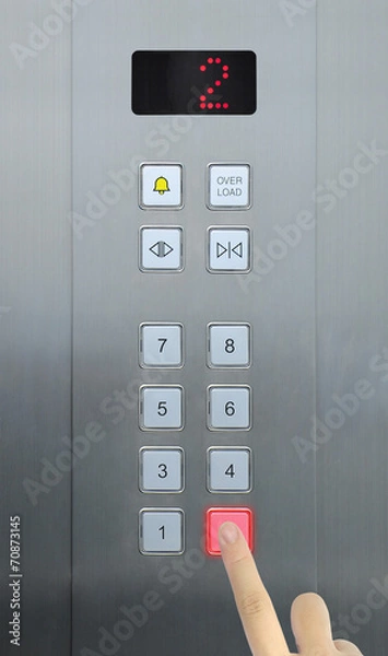 Fototapeta hand press 2 floor in elevator