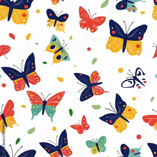 Obraz Delightful Butterflies Seamless Pattern: Kid-Friendly Design