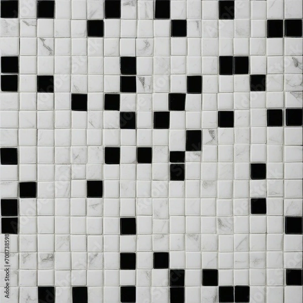 Fototapeta black and white background  A white stone tile texture pattern with a square shape and a black and white tone 