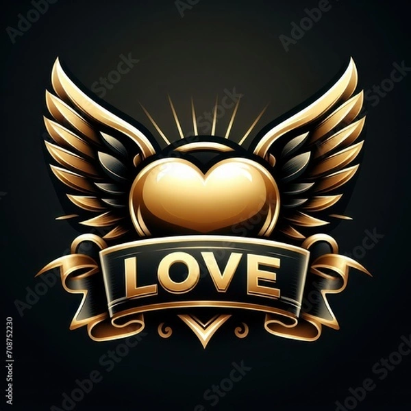 Obraz heraldic shield with wings