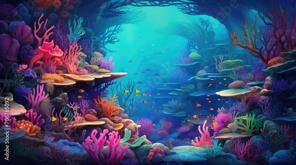 Fototapeta Beautiful underwater world scene