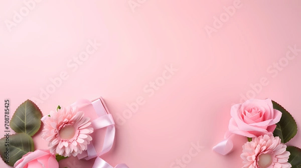 Obraz Floral frame with decorative flowers, decorative flower background pattern, floral border background