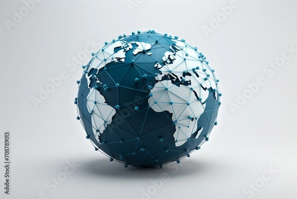 Fototapeta A minimalist globe surrounded by interconnected lines, representing a global business network with simplicity and clarity.