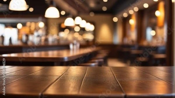 Fototapeta interior of a cafe with bokeh