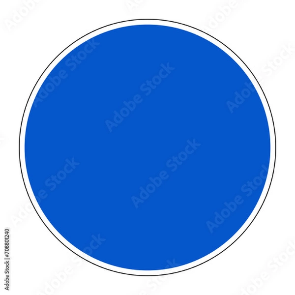 Fototapeta Panneau d'obligation.  Rond bleu vierge.