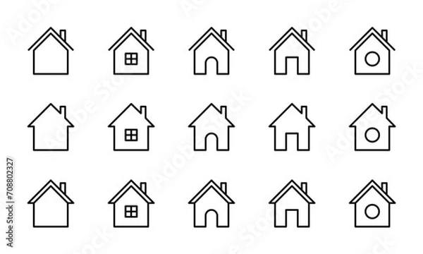Obraz 家のアイコンセット/住宅/住居/住まい/一戸建て/不動産/イラスト/ベクター