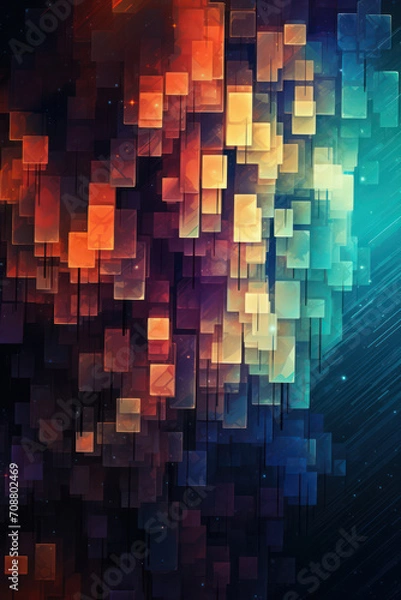 Fototapeta Abstract Light Blue Futuristic Design: Glowing Neon Geometric Grid