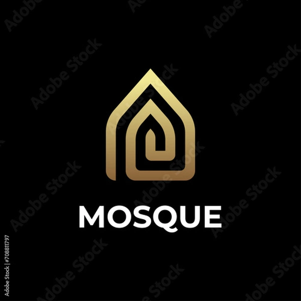 Fototapeta Mosque logo design with dome