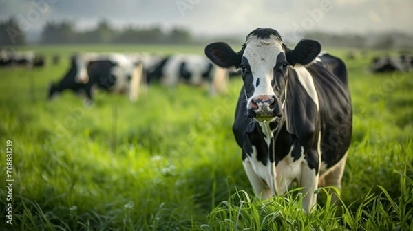 Fototapeta Farm and cows, cow milk, production at the farm