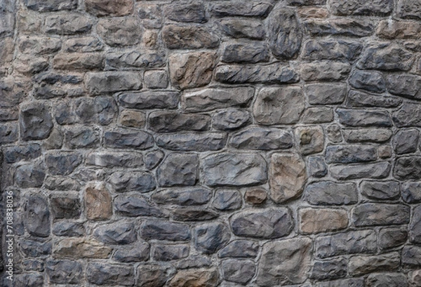 Fototapeta Medieval castle style gray brown stone pattern texture background