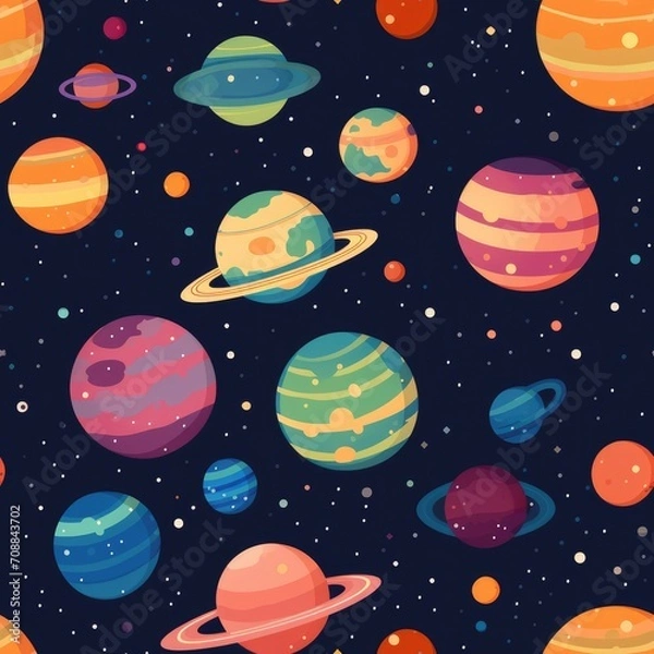 Obraz Space planets universe seamless pattern