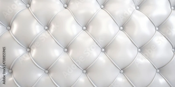 Fototapeta Seamless subtle white diamond tufted upholstery pattern transparent background texture overlay.