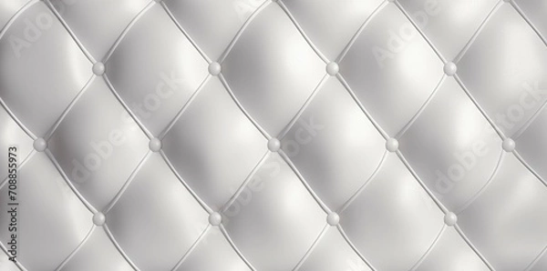 Fototapeta Seamless subtle white diamond tufted upholstery pattern transparent background texture overlay.