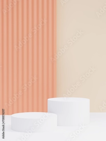 Fototapeta Cosmetic pastel podium and background for product presentation, for magazine. white bg - 3d rendering -.