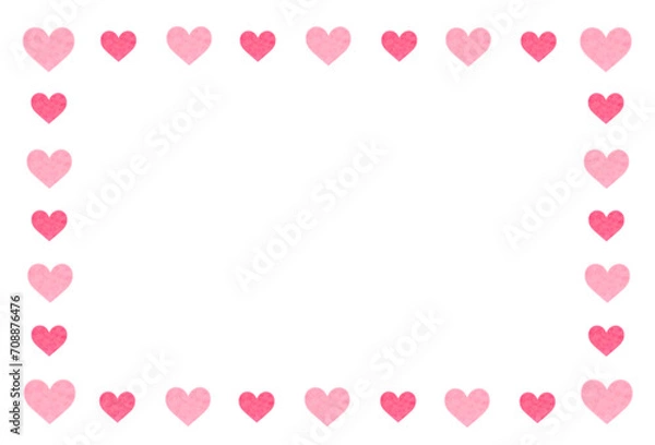 Obraz ハートの水彩フレーム背景　素材　飾り枠　飾り罫　見出し　囲み　シンプル　おしゃれ　白バック　白背景　透過