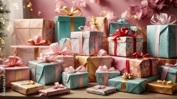 Obraz Birthday party gift boxes