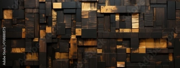 Obraz Bronze patinated geometric tiles, dark background