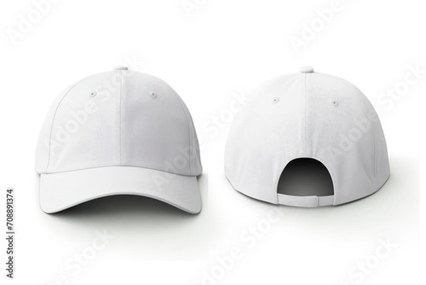 Fototapeta Blank white baseball cap mockup. seen from the front and back