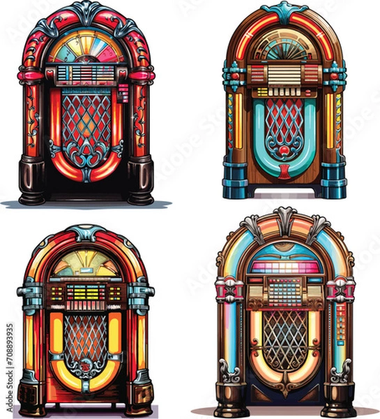 Obraz jukebox illustration vector vintage
