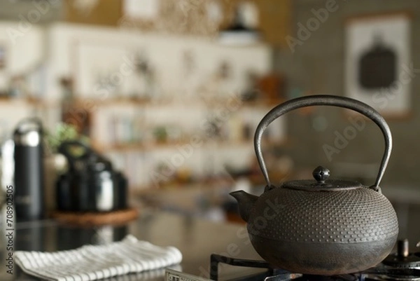 Obraz 鉄瓶でお湯を沸かしているとこと