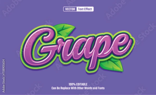 Fototapeta Grape Editable Vector Text Effect.
