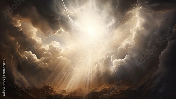 Obraz Sunlight through cloud.. Generative AI