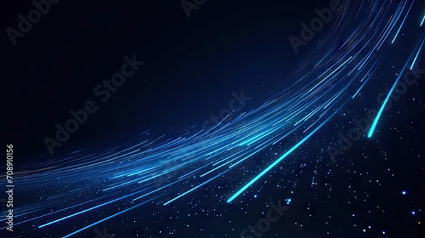 Fototapeta futuristic abstract blue neon light motion  technology digital concept, Digital Wave Abstract Technology Concept with Data Flow and Coding, Information Technology Connection, Cyberspace