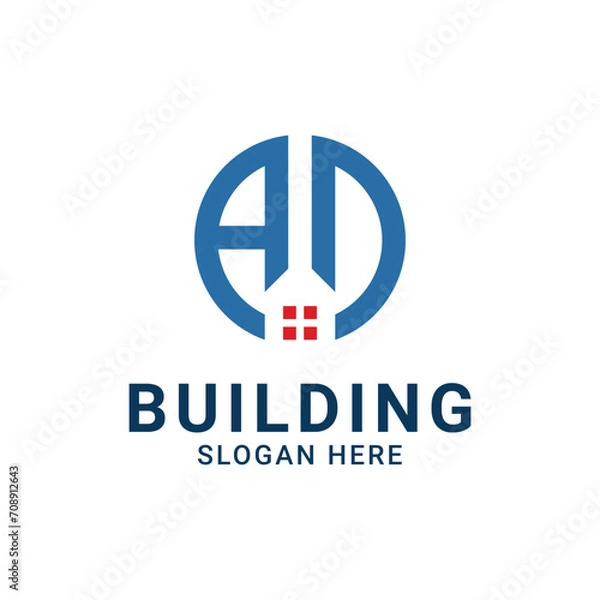 Fototapeta Home AD letter logo vector. Simple and modern. Suitable for the construction, architecture and real estate industries.