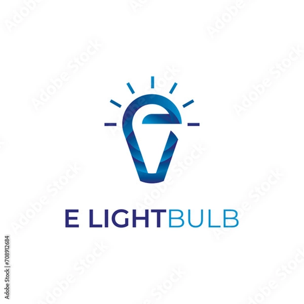 Fototapeta Light bulb E letter logo vector. Simple and modern. Suitable for the technology, education, multimedia, electrical industries and many more.