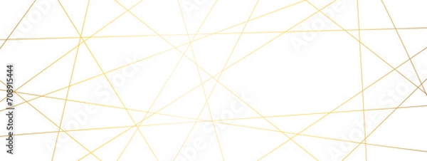 Fototapeta Seamless luxury geometric premium golden random chaotic lines on transparent background. Luxury banner presentation gold line vector, illustration.