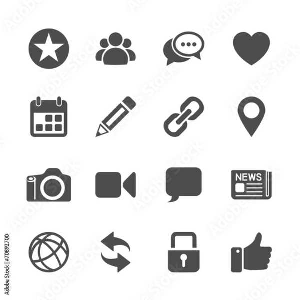Obraz social network communication icon set, vector eps10
