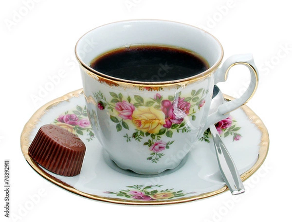 Fototapeta Kaffetasse mit Praline