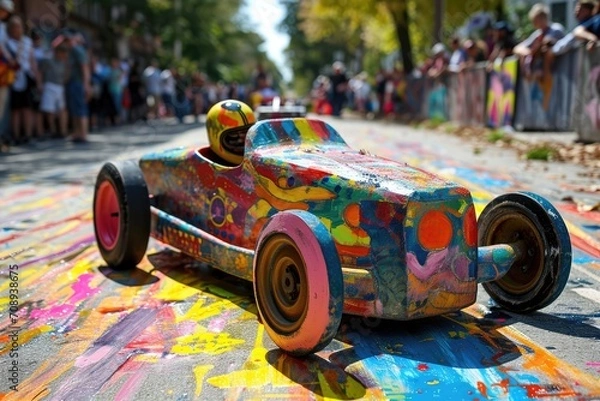 Fototapeta Vibrant Abstraction: Suburban Soapbox Derby Patterns