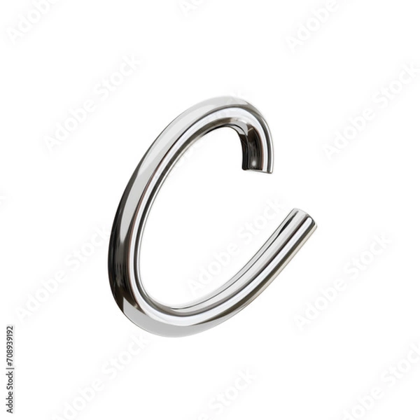 Obraz C  Letter 3D Shape Chrome Text. 3d illustration, 3d element, 3d rendering. 3d visualization isolated on a transparent background