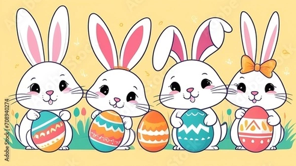 Fototapeta easter bunny with easter eggs