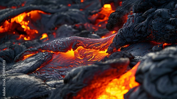 Fototapeta Lava Unleashed: Close-Up Glimpse of Intense Volcanic Activity