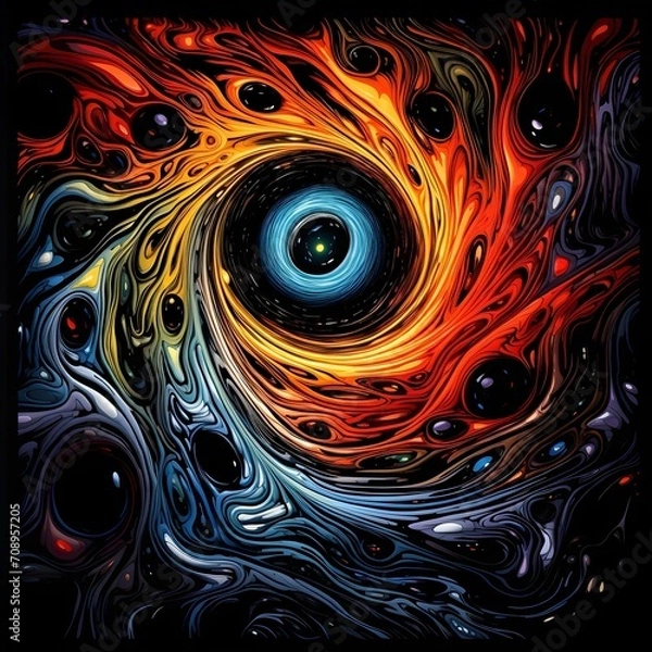 Obraz Abstract tunnel of a multicolor spectrum background. Bright rays of light and colorful glowing lines moving speed through the dark with comic spectrum color